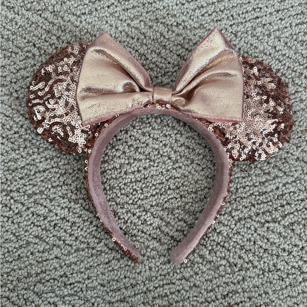 Disney Rose Gold Sequin Minnie Mouse Ears Headband
